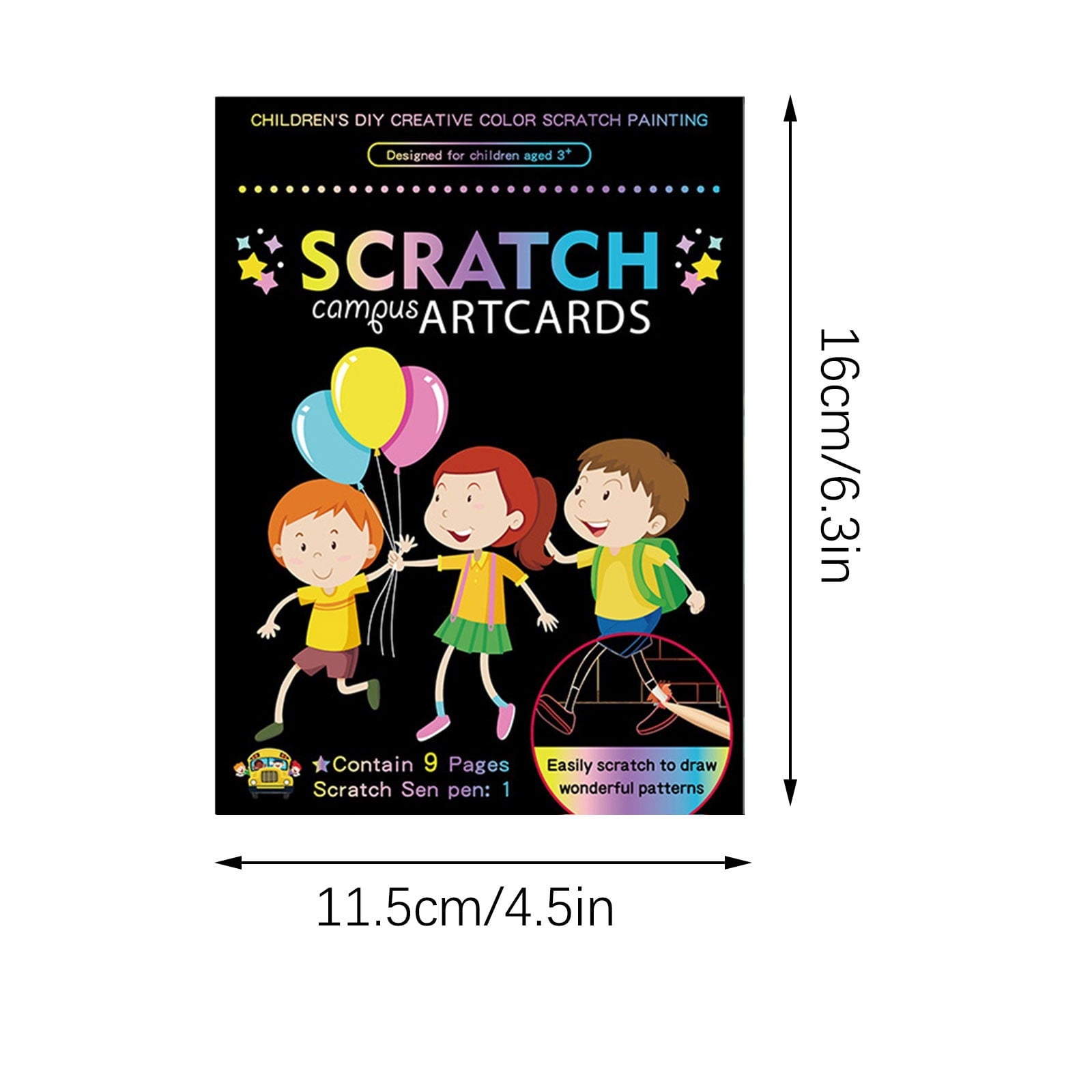 Magic Scratch Art Paper Set, 9 Sheets with Wooden Stylus for Creative