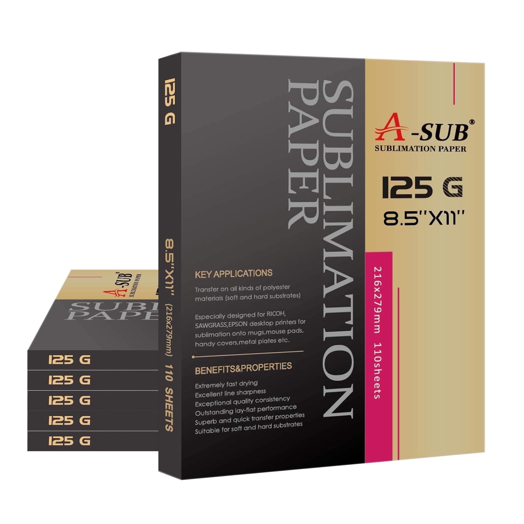 A-SUB Sublimation Paper 8.5x11 Inch 110 Sheets for Any Inkjet Printer