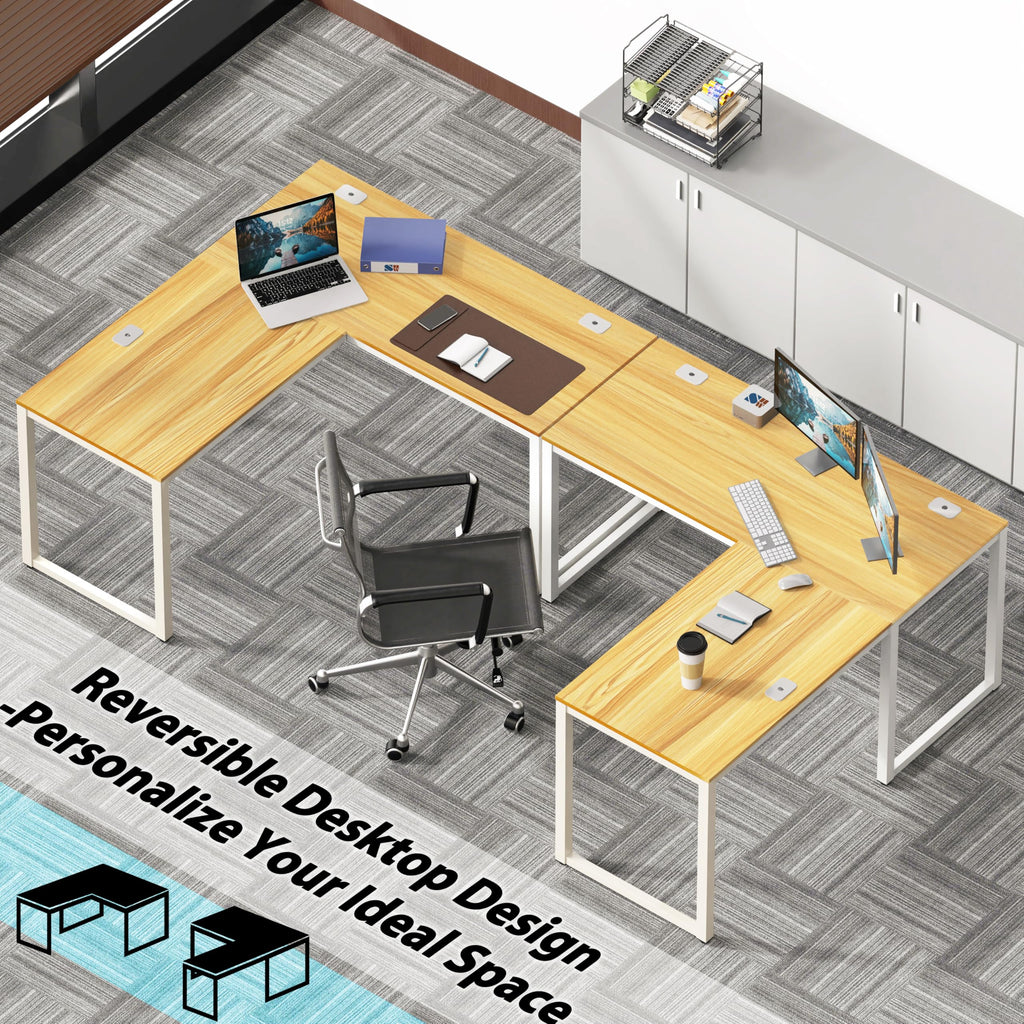 SHW 55 × 60-Inch Commercial-Grade L-Shaped Student Desk