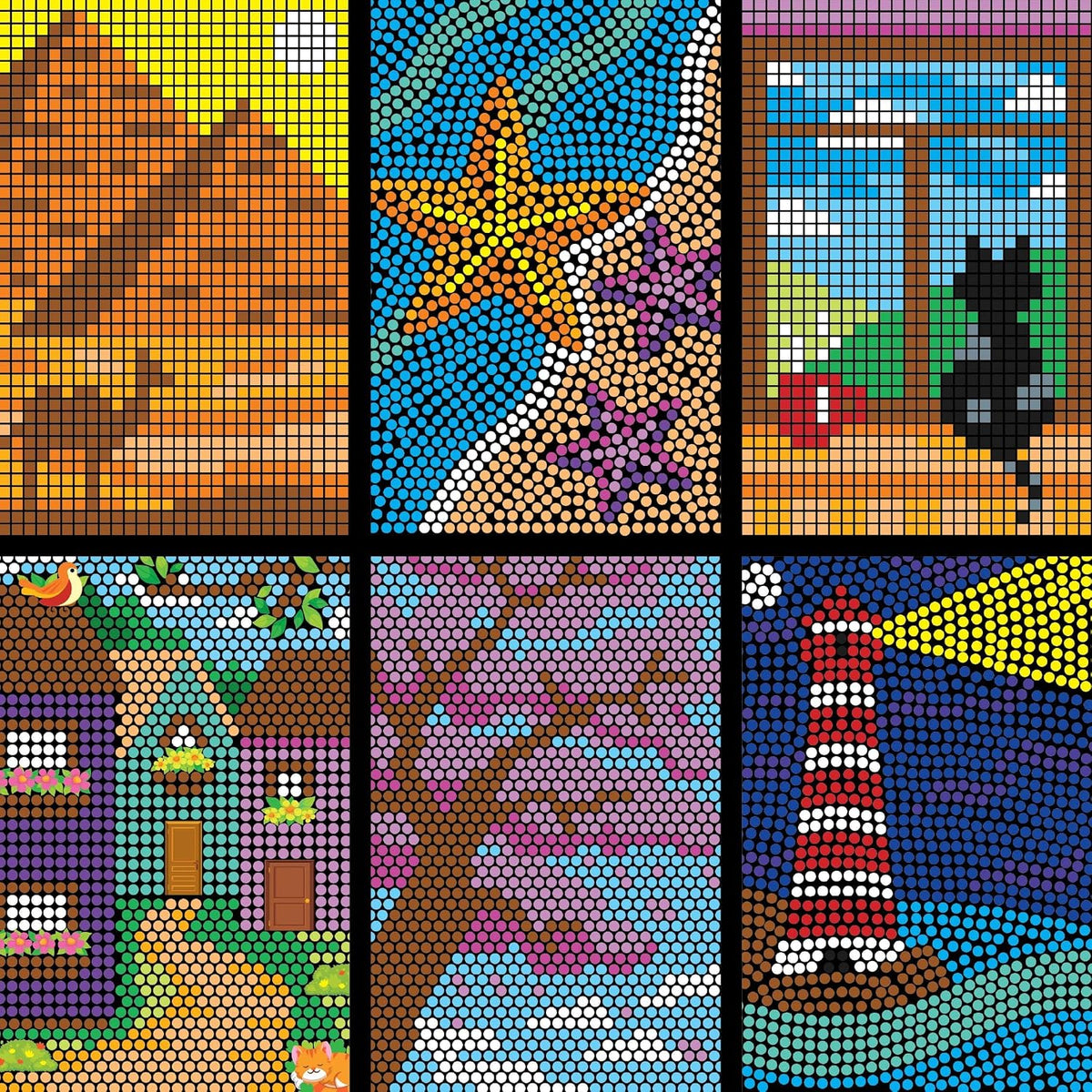 Imagimake Mystery Mosaic - Landscapes, Paint by Number Art Kit for Kids