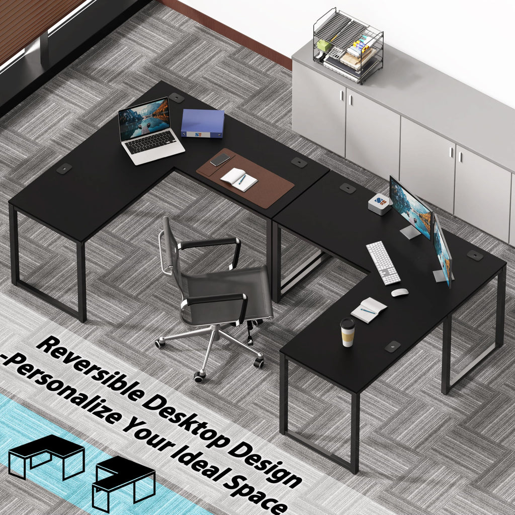 SHW 55 × 60-Inch Commercial-Grade L-Shaped Student Desk