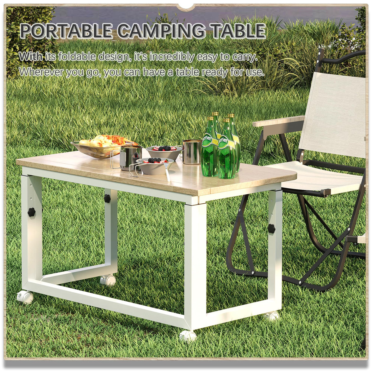 4NM 27.5-Inch Folding Student Desk with Wheels