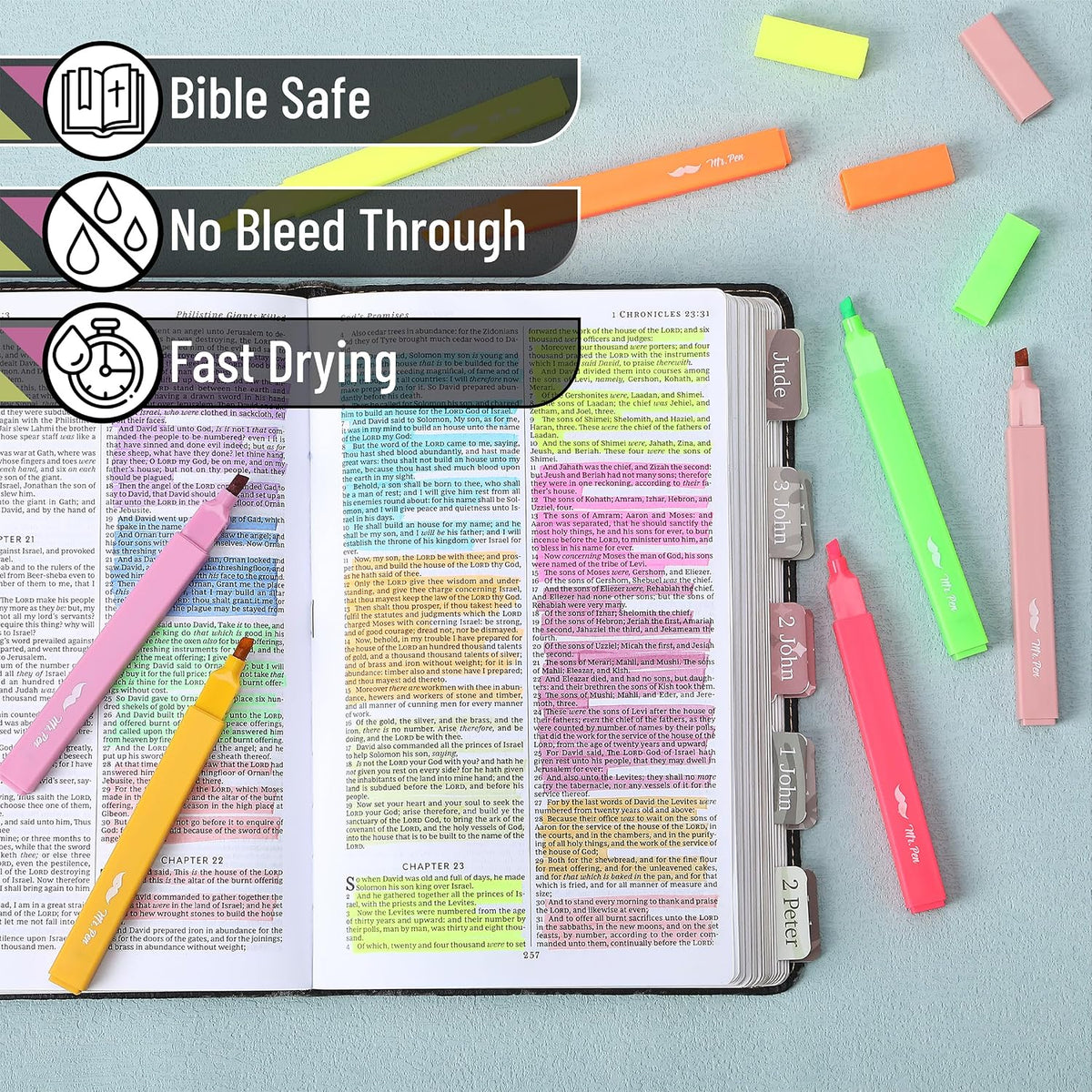 Mr. Pen- Aesthetic Bible Highlighters No Bleed Through Assorted Color