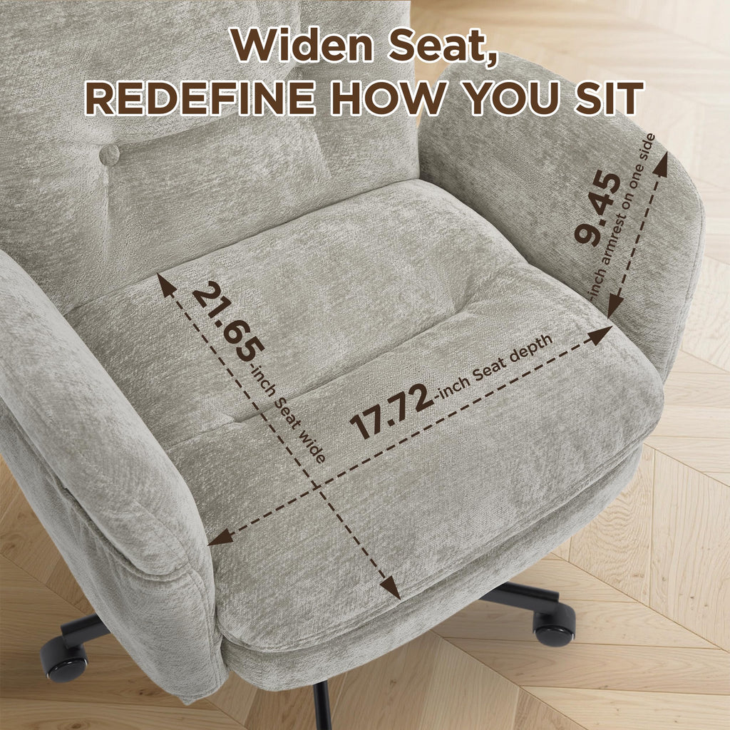 FiveWillowise Cross Legged Office Chair with Flip-up Arms&Hight Back,Grey