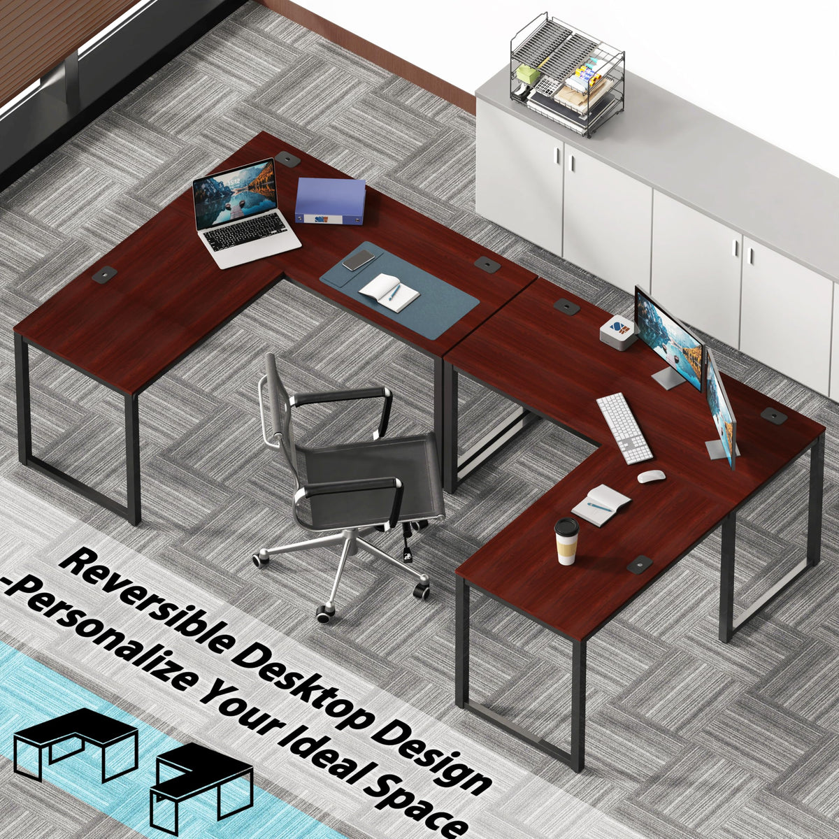 SHW 55 × 60-Inch Commercial-Grade L-Shaped Student Desk