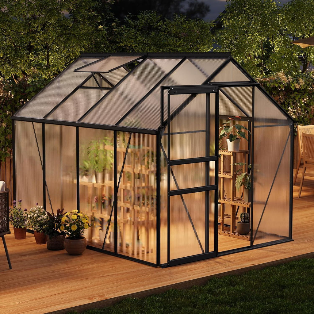 Spacious Polycarbonate Walk-In Greenhouse 6x8 FT – Heavy Duty Alumin
