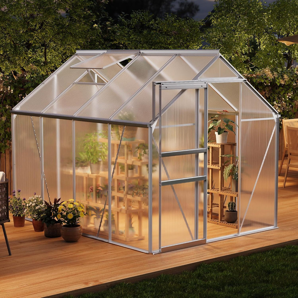 Spacious Polycarbonate Walk-In Greenhouse 6x8 FT – Heavy Duty Alumin