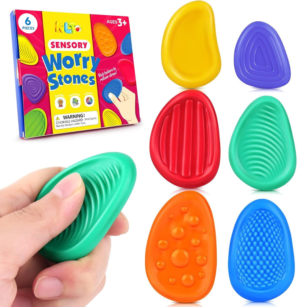 Sensory Stone for Kids: 6 Pack Textured Soft Worry