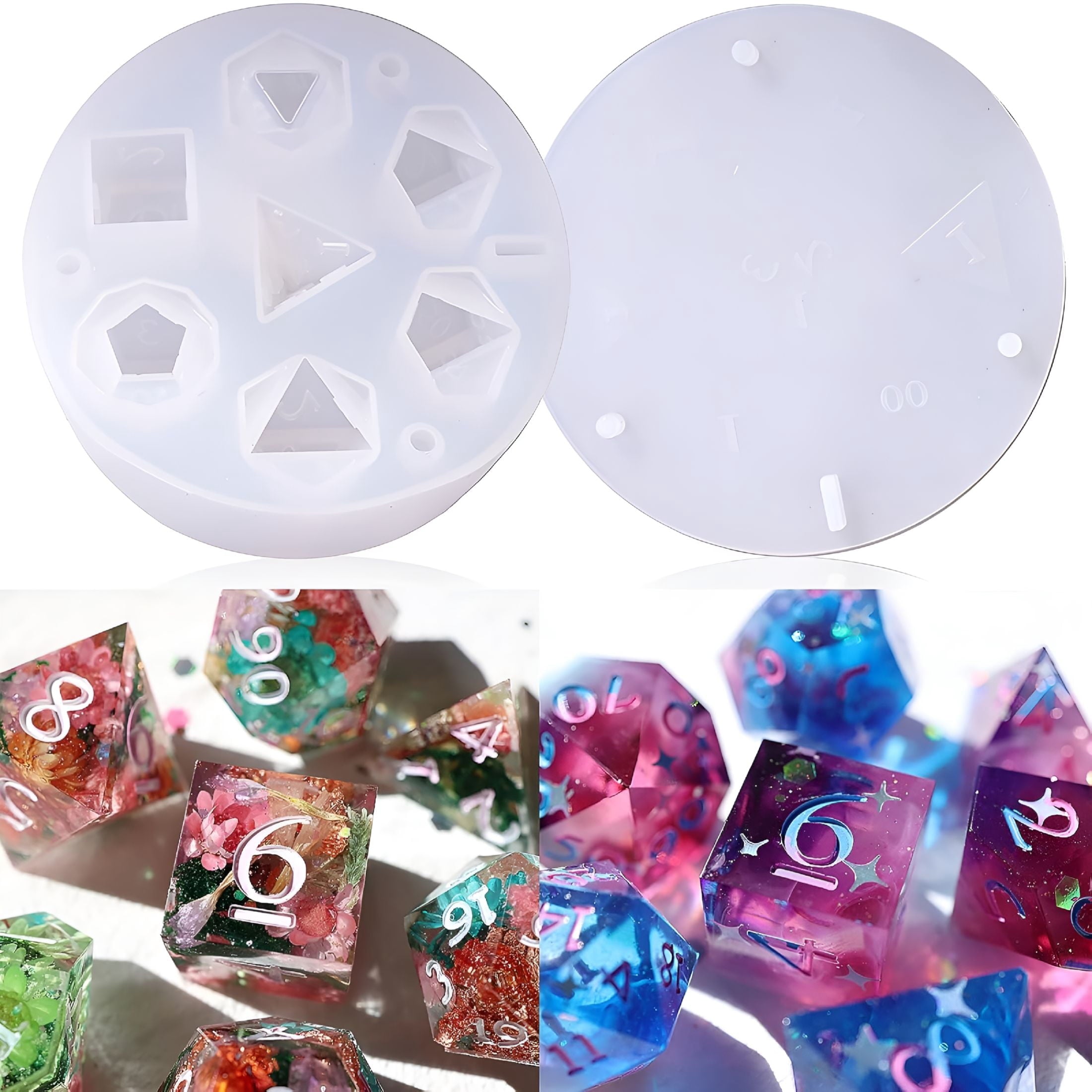 BESTSKY Dice Resin Molds Silicone,Dice Epoxy Resin Molds with 7 Standa