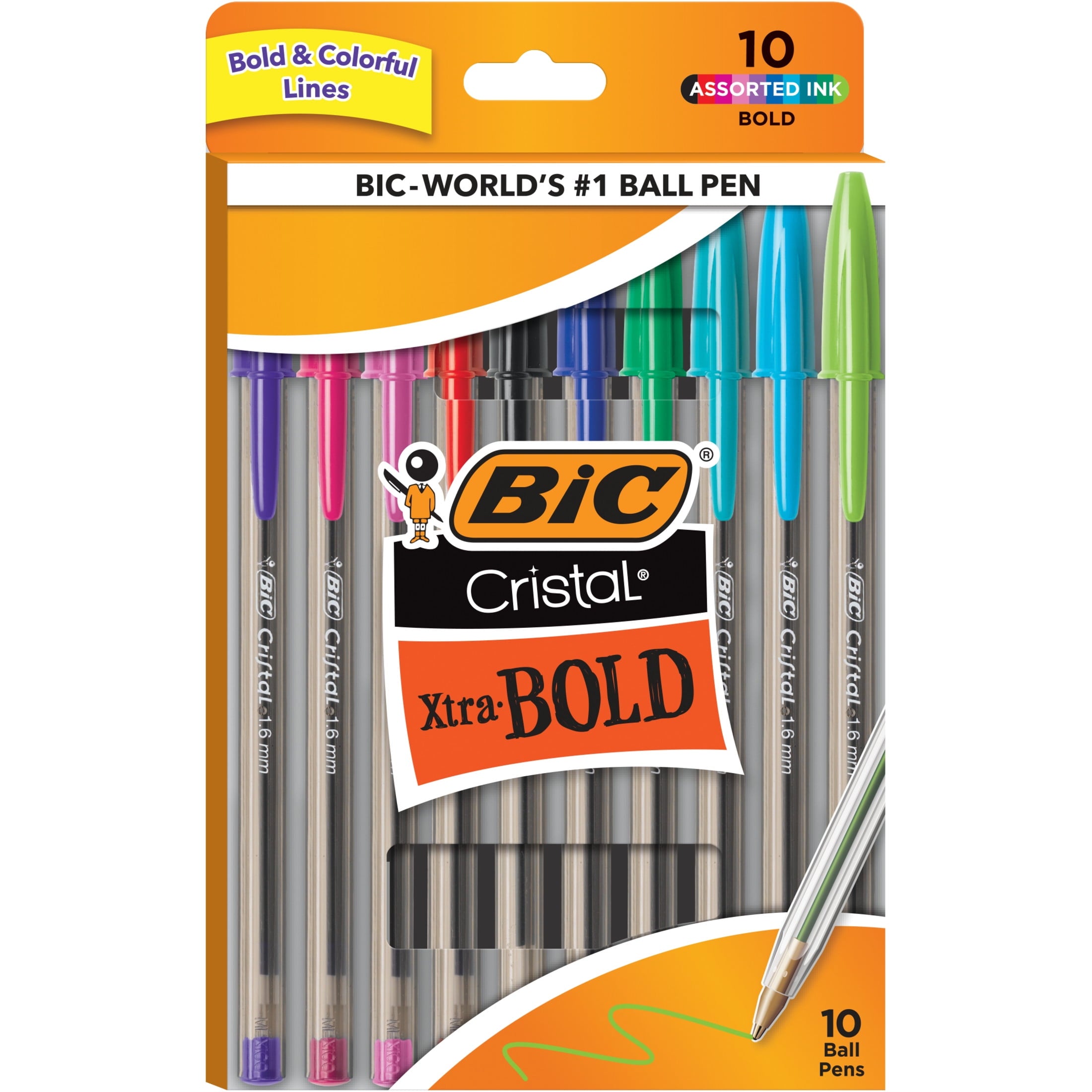 BIC Cristal Xtra Smooth Medium Point Ball Pen, Black Ink, 10 Pack