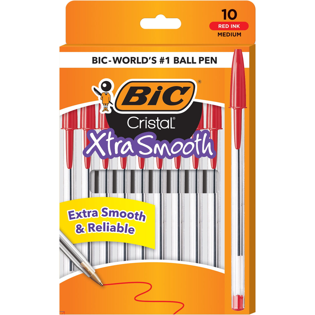 BIC Cristal Xtra Smooth Medium Point Ball Pen, Black Ink, 10 Pack