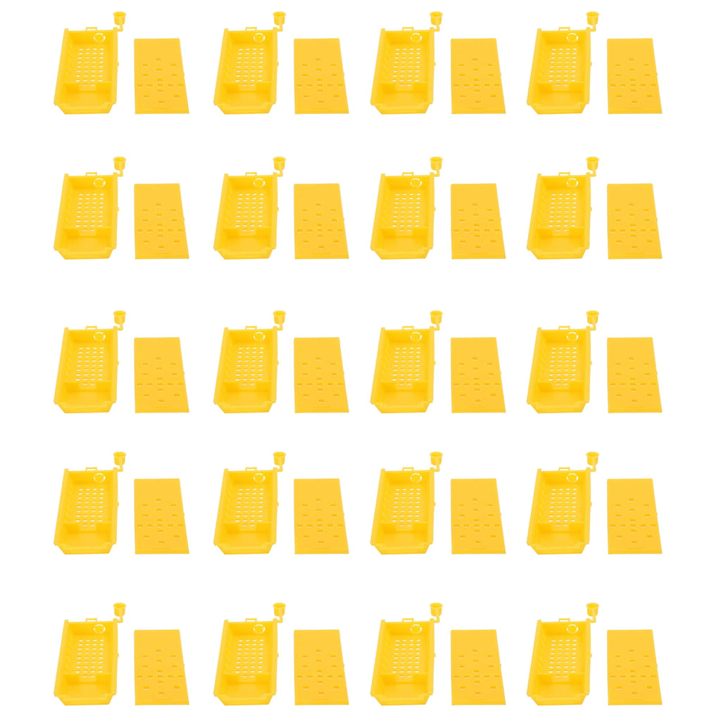 BOKYAN 20Pcs Queen Bee Cages, Yellow Plastic Beekeeping Transport Box