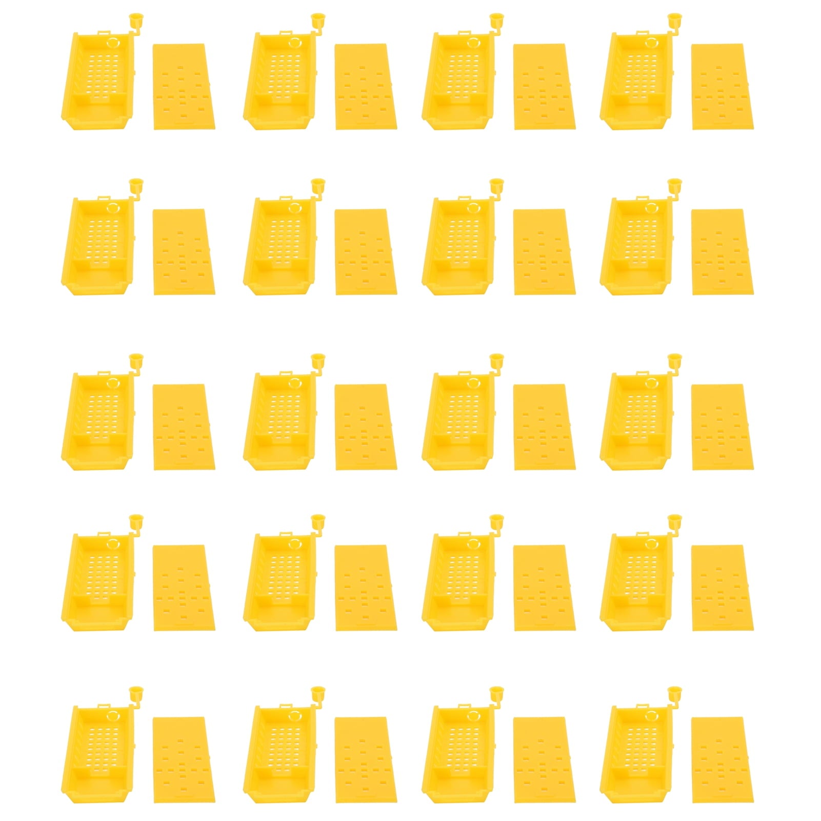 BOKYAN 20Pcs Queen Bee Cages, Yellow Plastic Beekeeping Transport Box