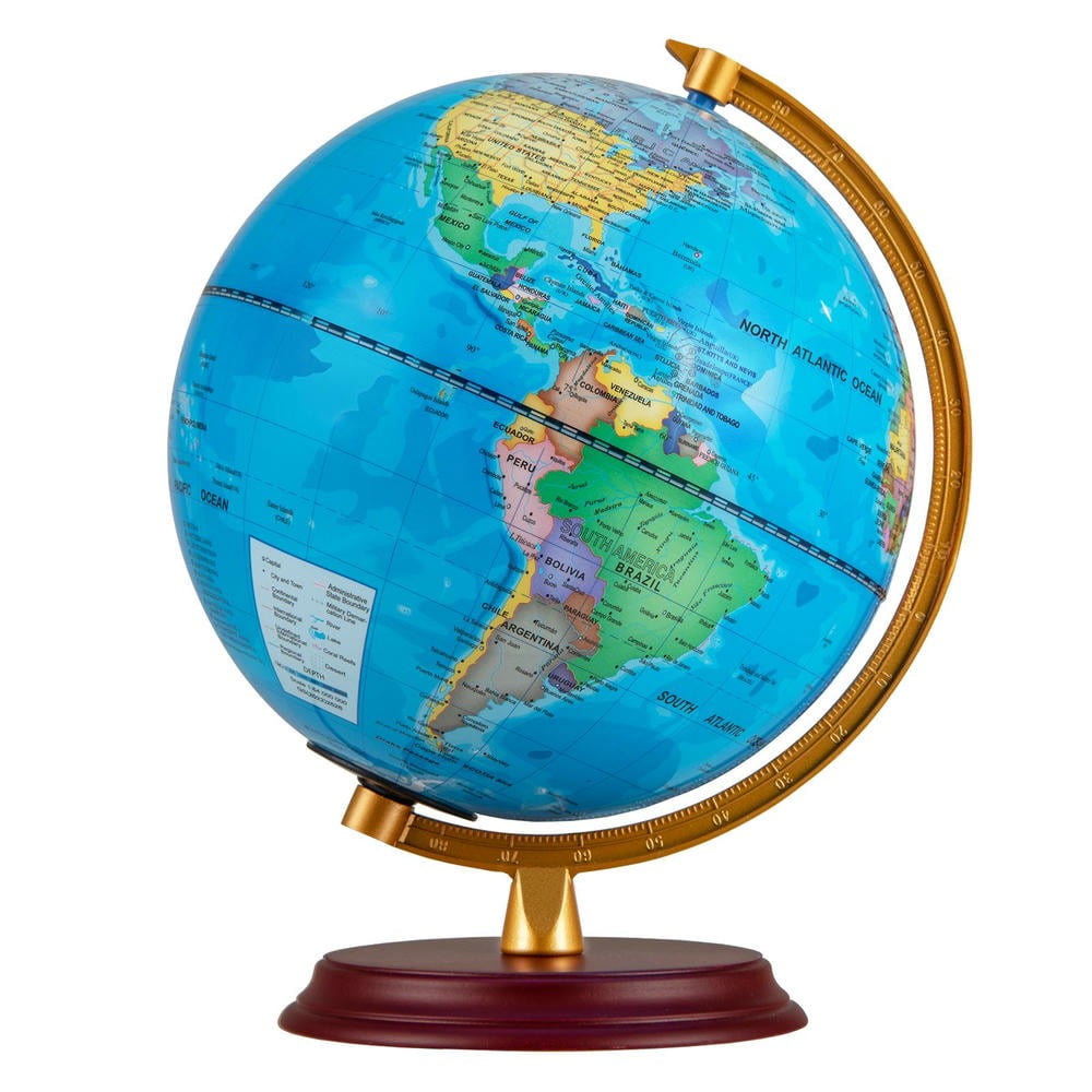 Barara King 8 Inch World Globe for Students with Wooden Stand and HD M