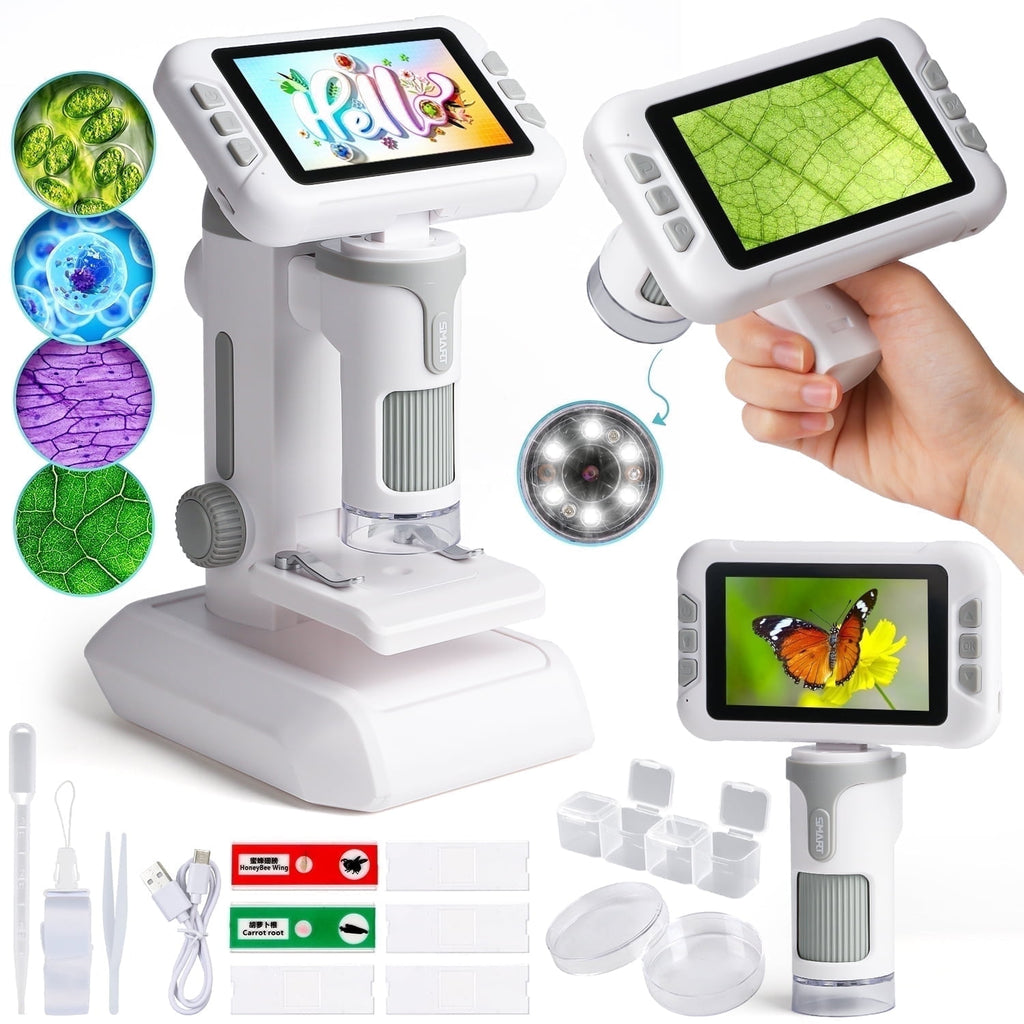 Beefunni Kids Digital Microscope with 4-Inch Screen, STEM Educational
