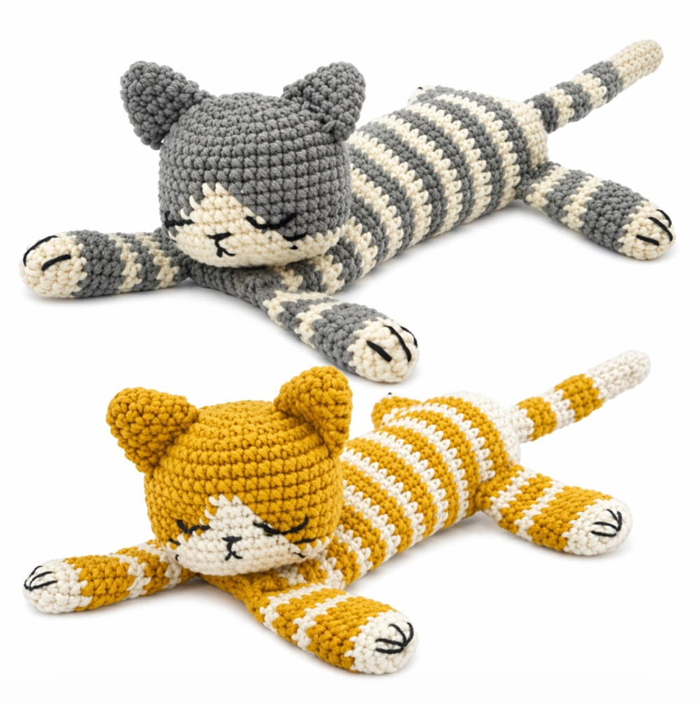 2 Pack Sleeping Cat Crochet Kit for Beginners, Cat Amigurumi Starter S