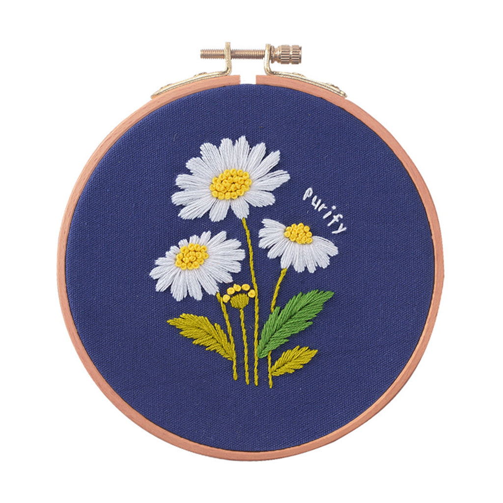 Blingpainting Floral Embroidery Kit for Beginners , Daisy Plant Patter