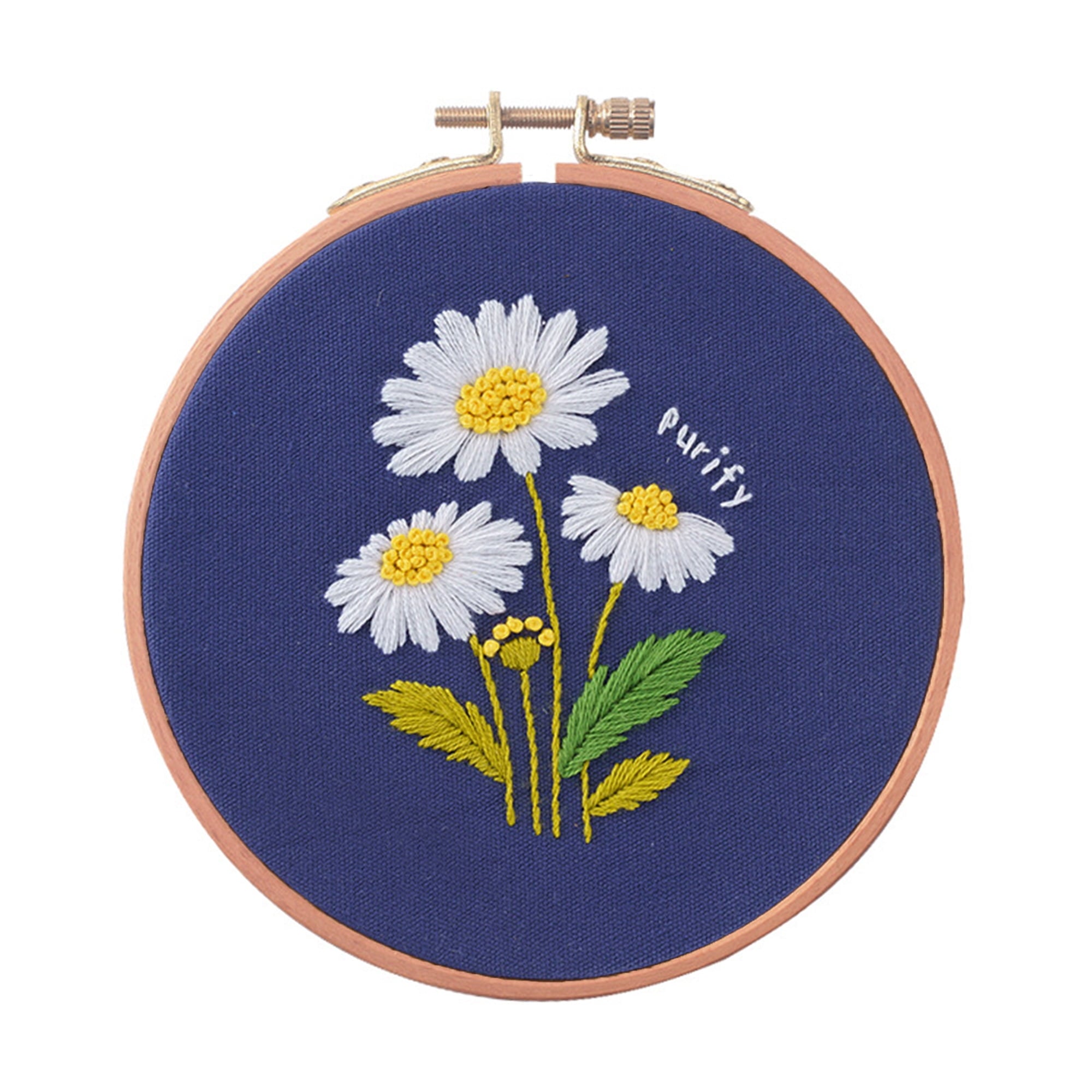 Blingpainting Floral Embroidery Kit for Beginners , Daisy Plant Patter