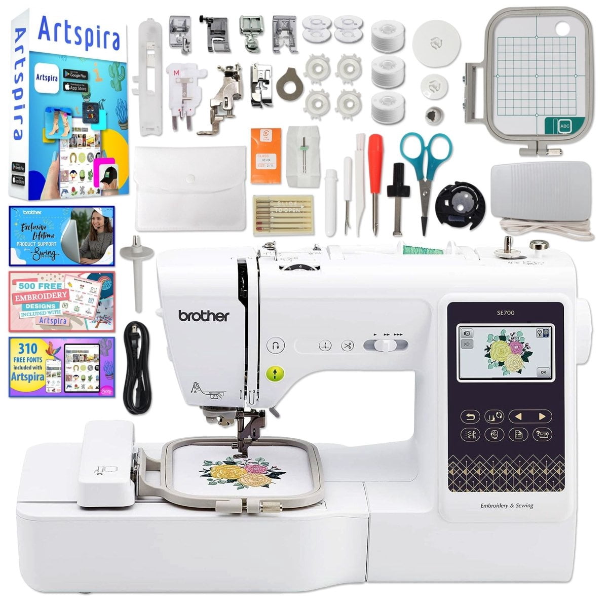Brother SE700 Embroidery & Sewing Machine w/ 4" x 4" Hoop & 40+ Access