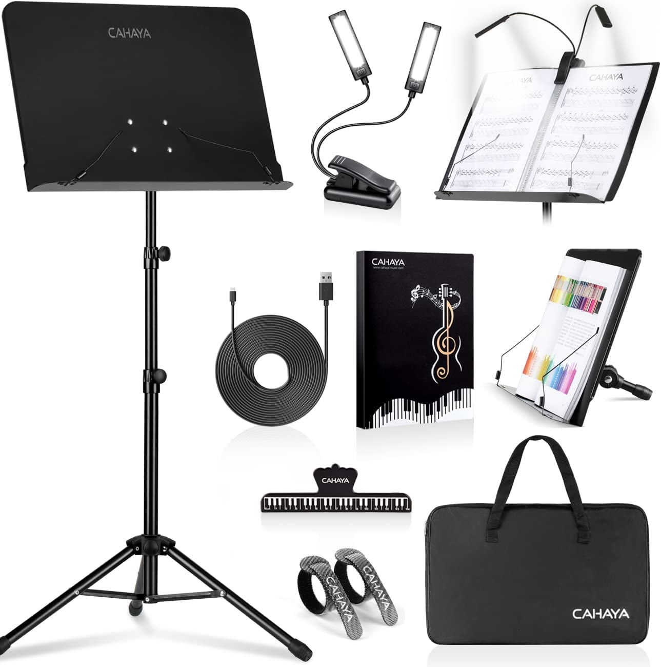 CAHAYA 6 IN 1 Sheet Music Stand with Stand Light Desktop Book Stand wi