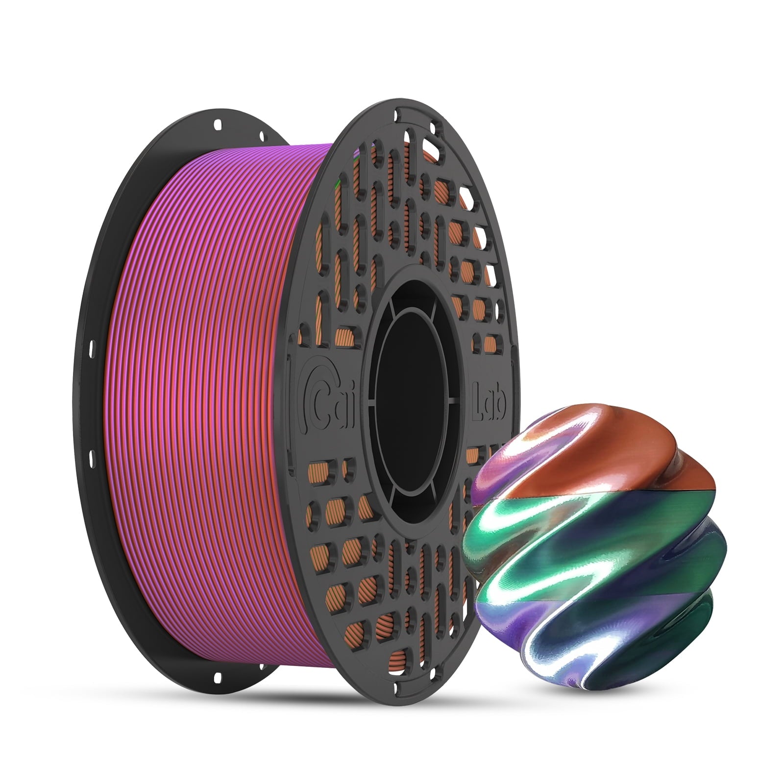 CaiLab Tri-Color PLA Silk 3D Printer Filament, 1.75mm, for Bambu FDM P