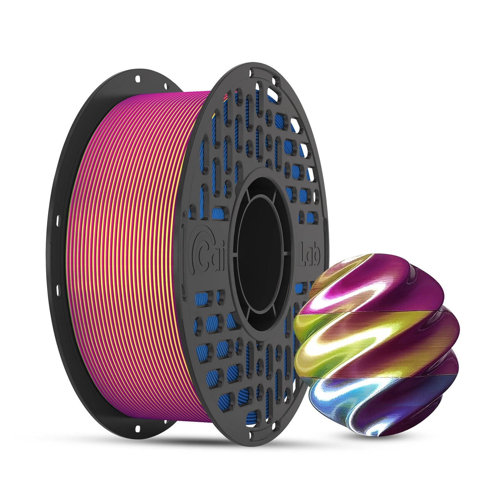 CaiLab Tri-Color PLA Silk 3D Printer Filament, 1.75mm, for Bambu FDM P