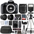 Canon EOS 2000D / Rebel T7 SLR Camera + 3 Lens Kit 18-55mm + 32GB + Fl