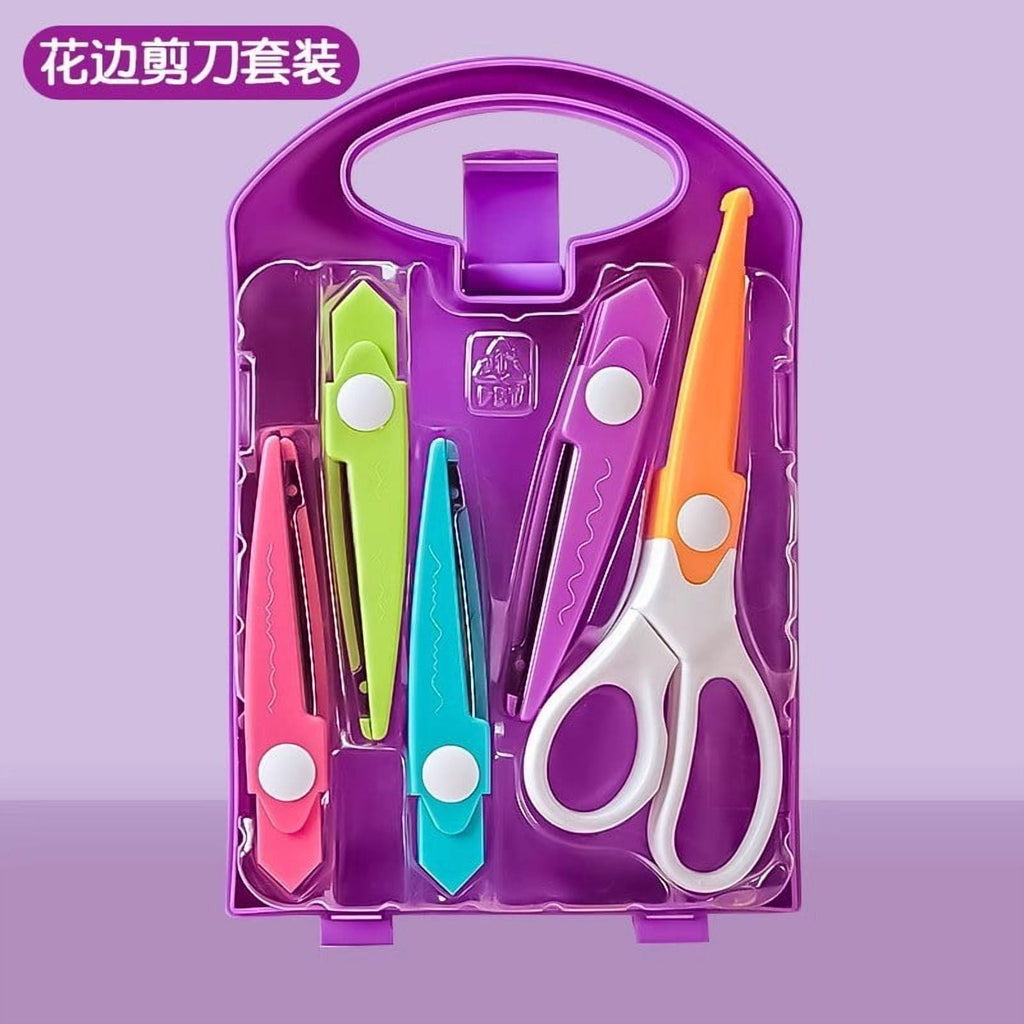Children's Paper Puncher and Lace Scissor Set - 5-in-1 Craft Embossing