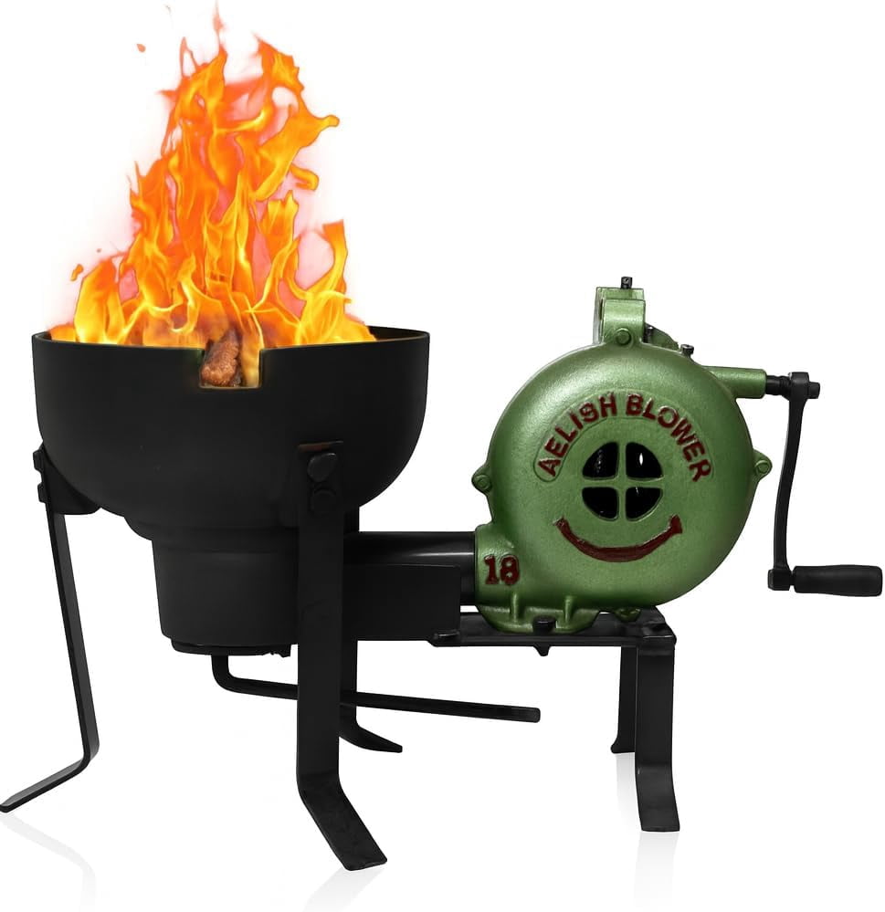 Blacksmithing Coal Forge Furnace with Hand Blower for Knife Making For