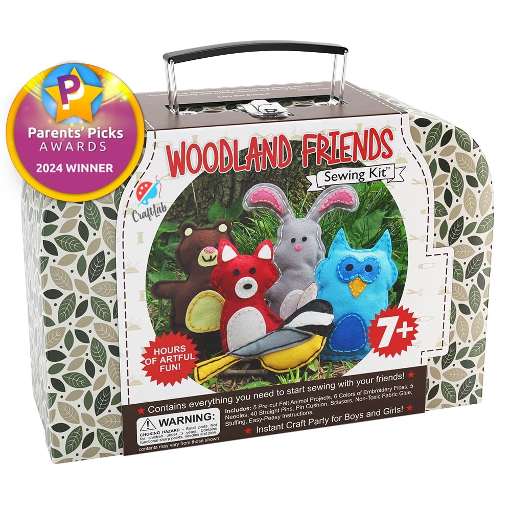 CraftLab Woodland Animals Kids Beginner Sewing Kit, Educational Arts &
