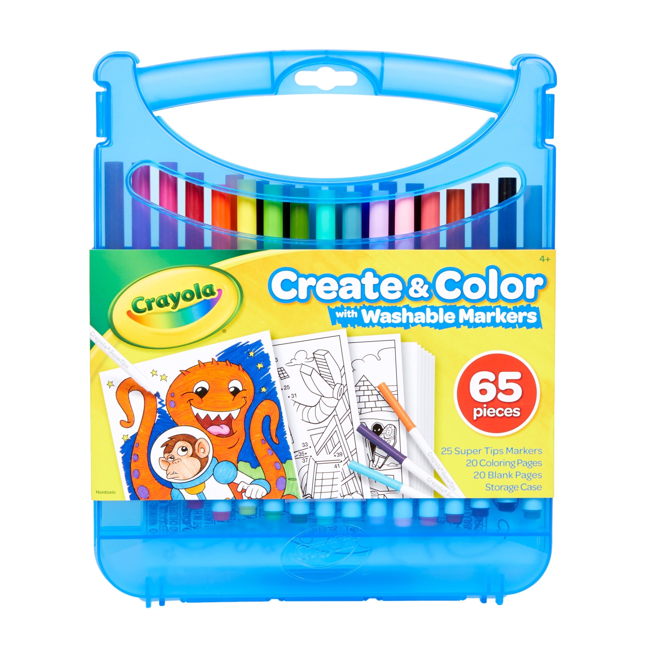 Crayola Create & Color Super Tips Marker Kit, 25 Ct with Storage, Back