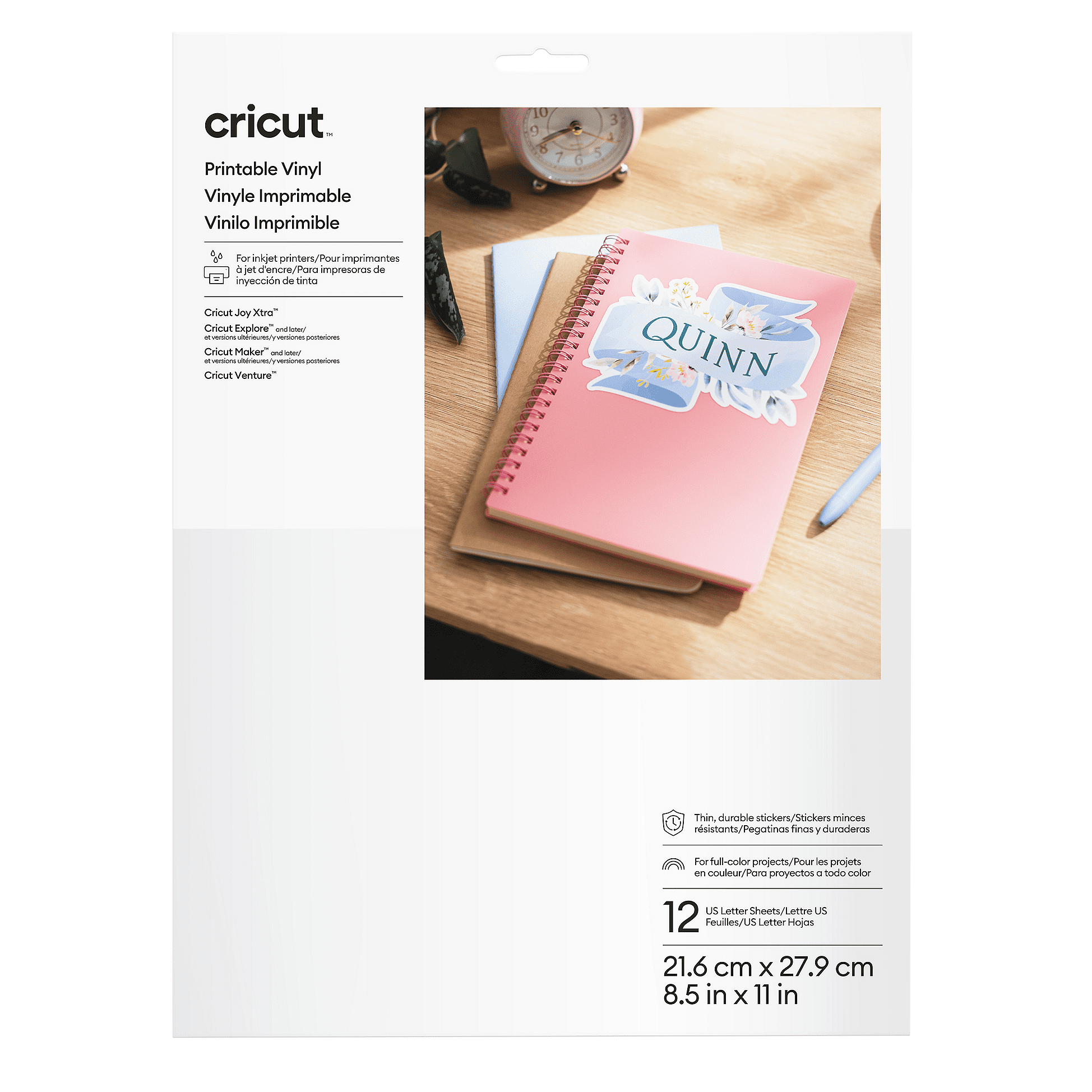 Cricut® Printable Vinyl - US Letter (12 ct), 8.5" x 11",White