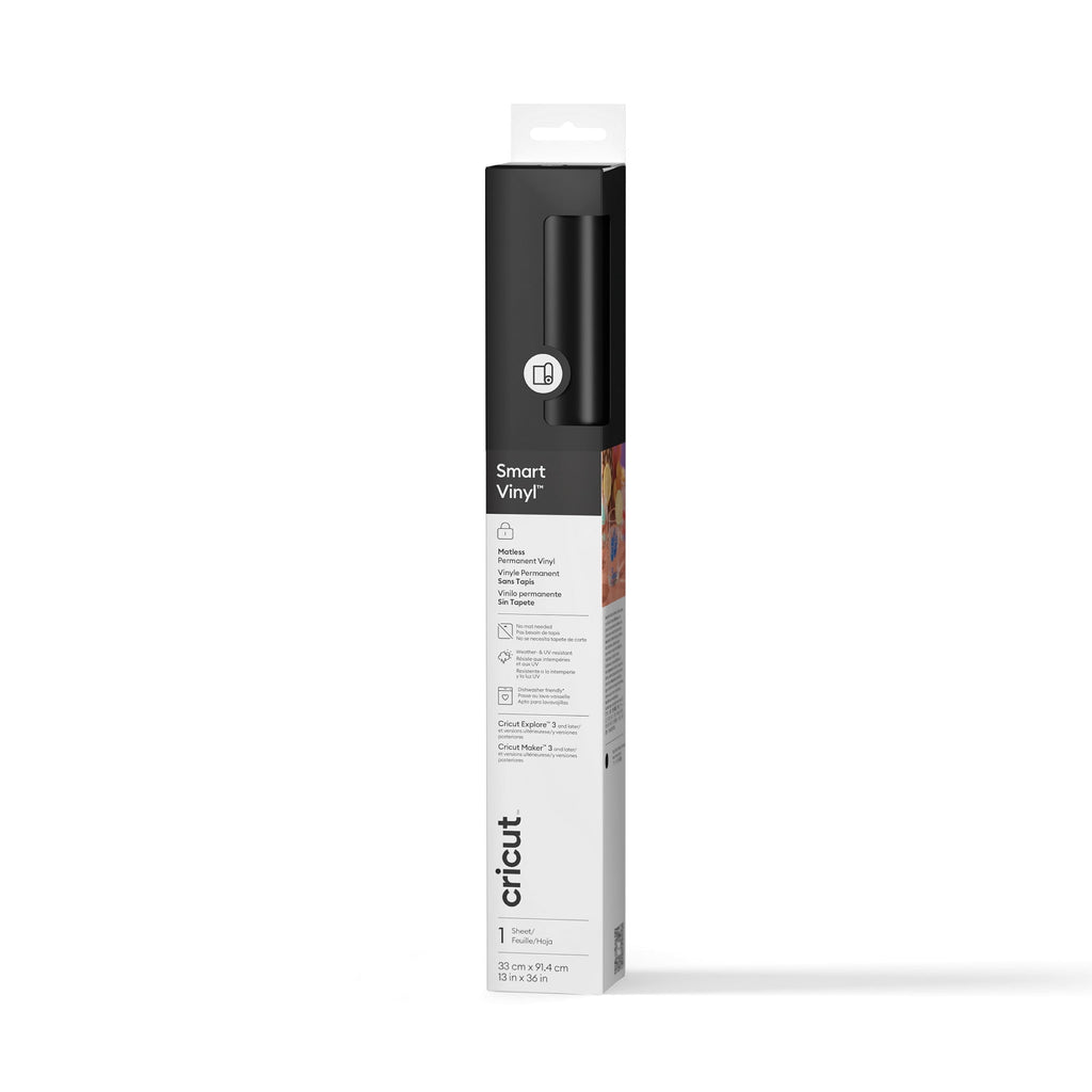 Cricut Smart Vinyl Matless Permanent Vinyl (3 ft), Black, 13 x36, Roll