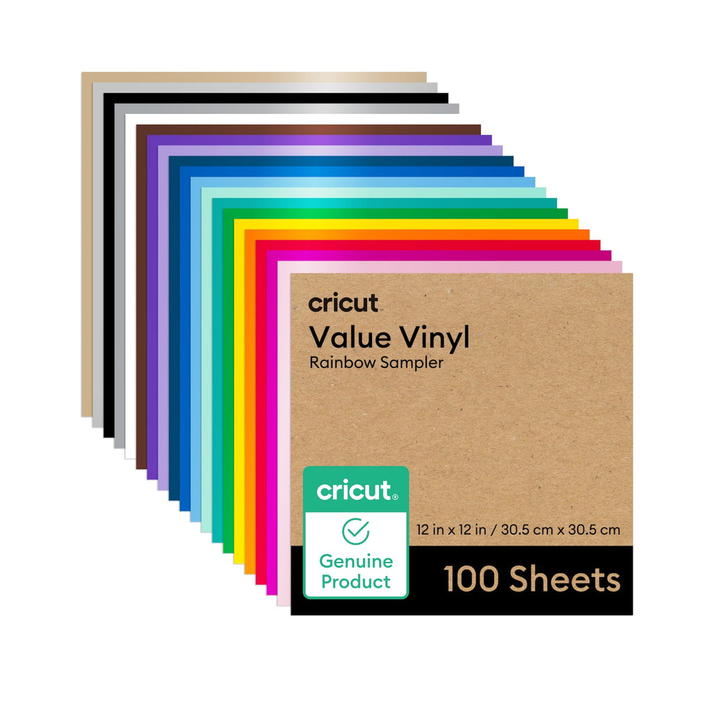 Cricut Permanent Adhesive Vinyl, Rainbow Sampler, 12 in x 12 in, 25 Co