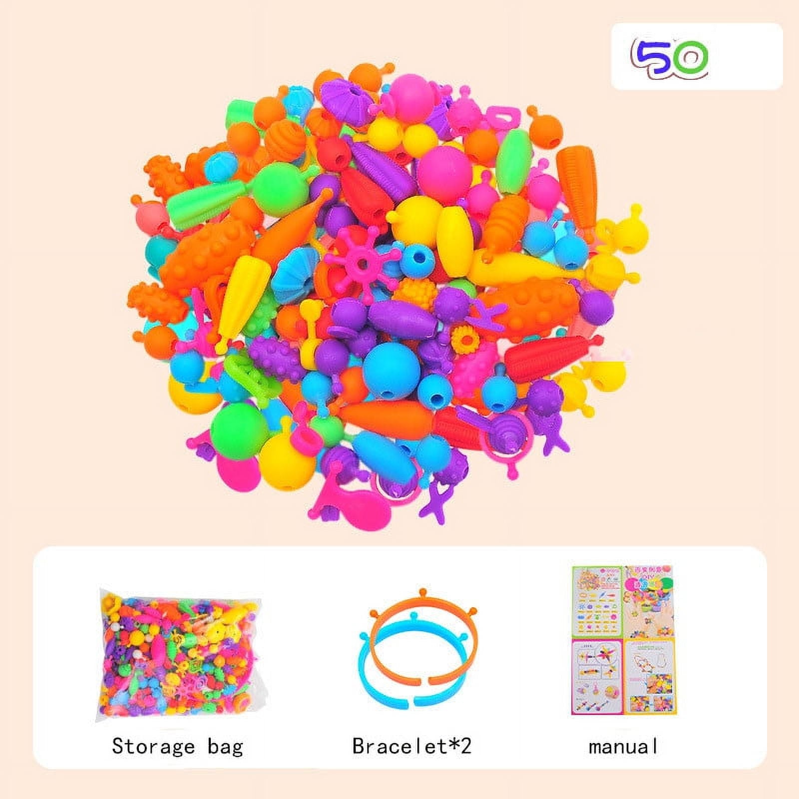 CxhicLuv Beads for Kids' Jewelry Making, Snap Beads Set for Necklaces,