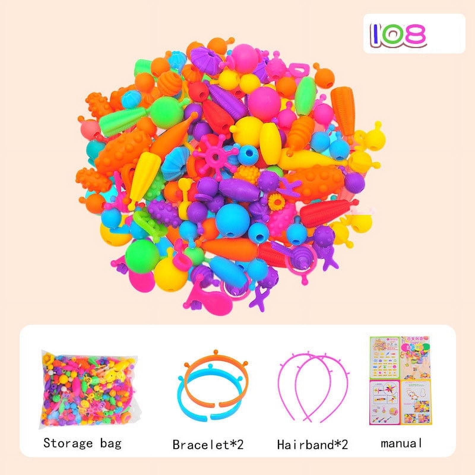 CxhicLuv Beads for Kids' Jewelry Making, Snap Beads Set for Necklaces,