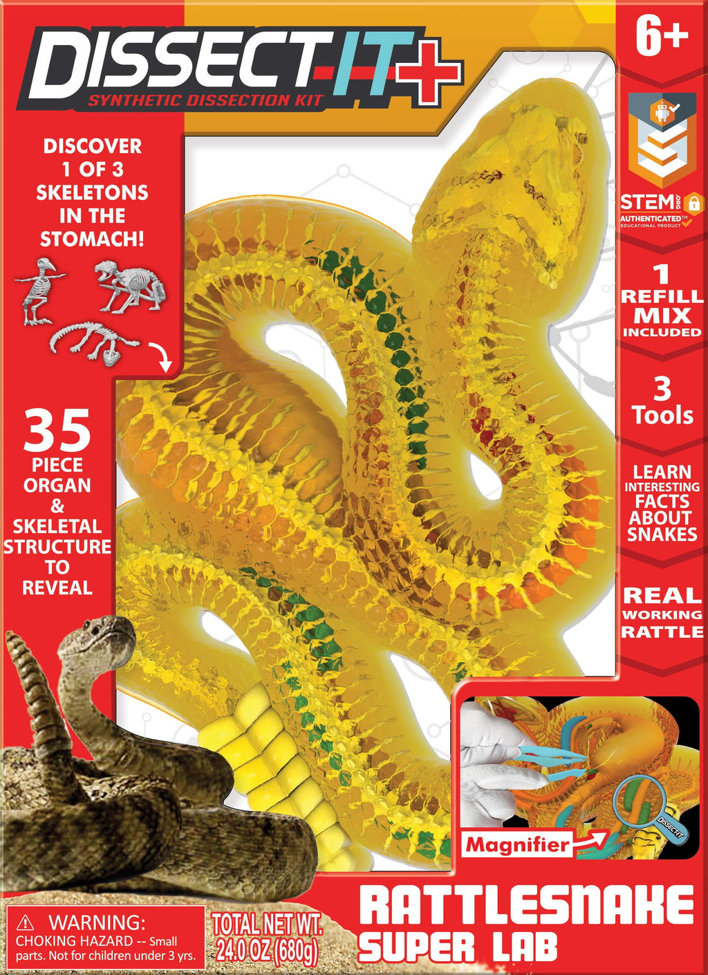 Dissect It Rattlesnake Superlab Dissection Kit for Kids, Realistic Ana