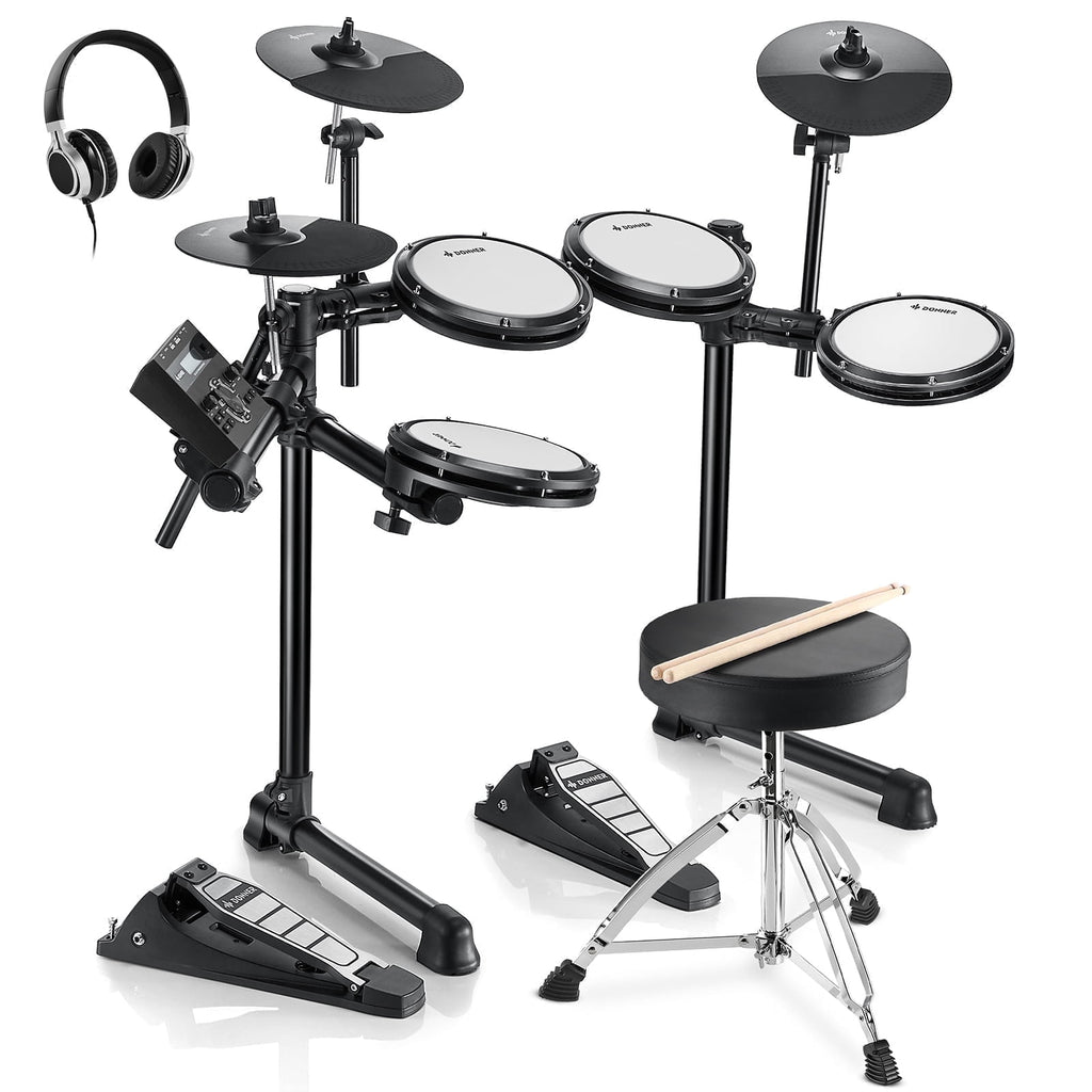 Donner Electric Drum Set for Beginner with 180+ Sounds, Quiet Mesh Kid