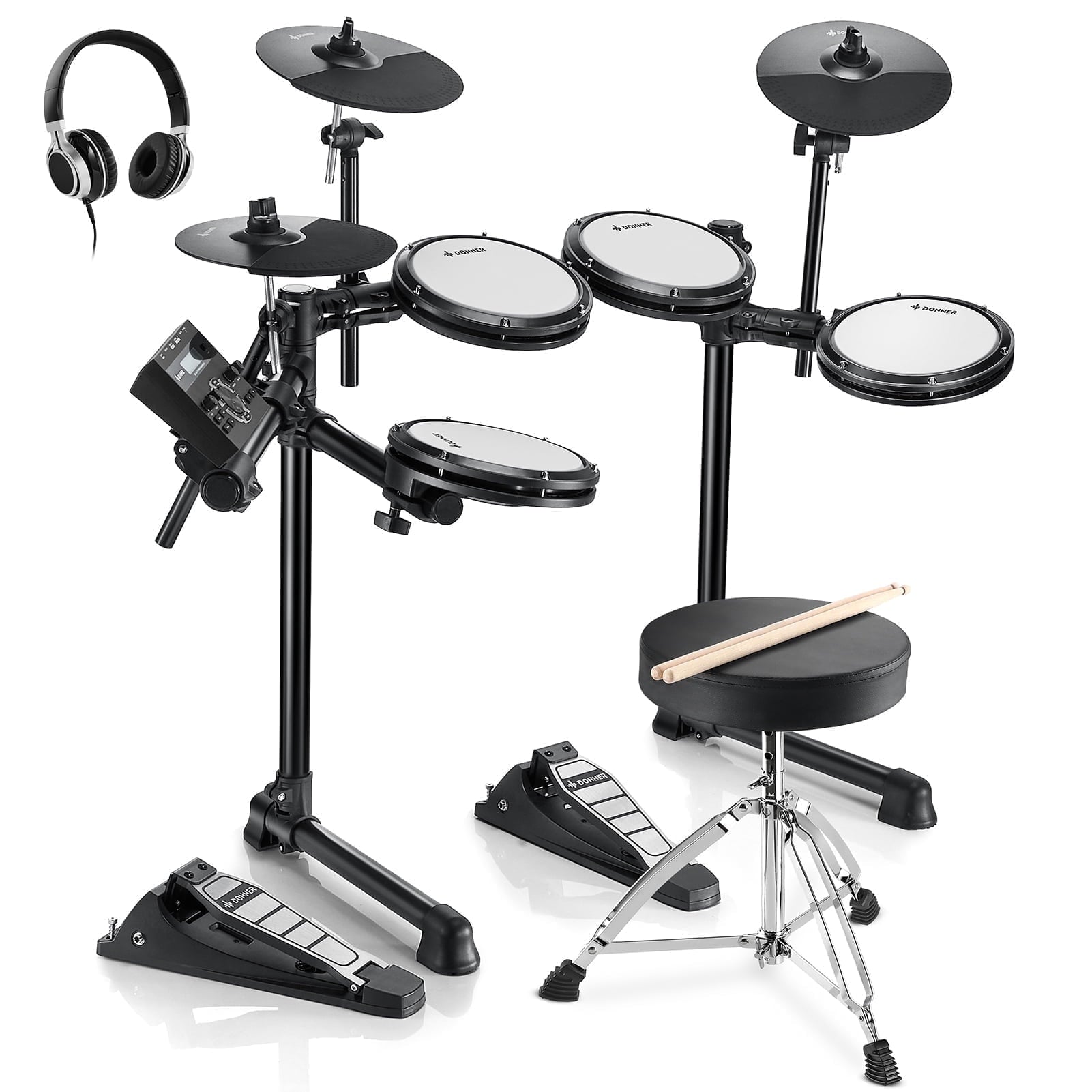 Donner Electric Drum Set for Beginner with 180+ Sounds, Quiet Mesh Kid