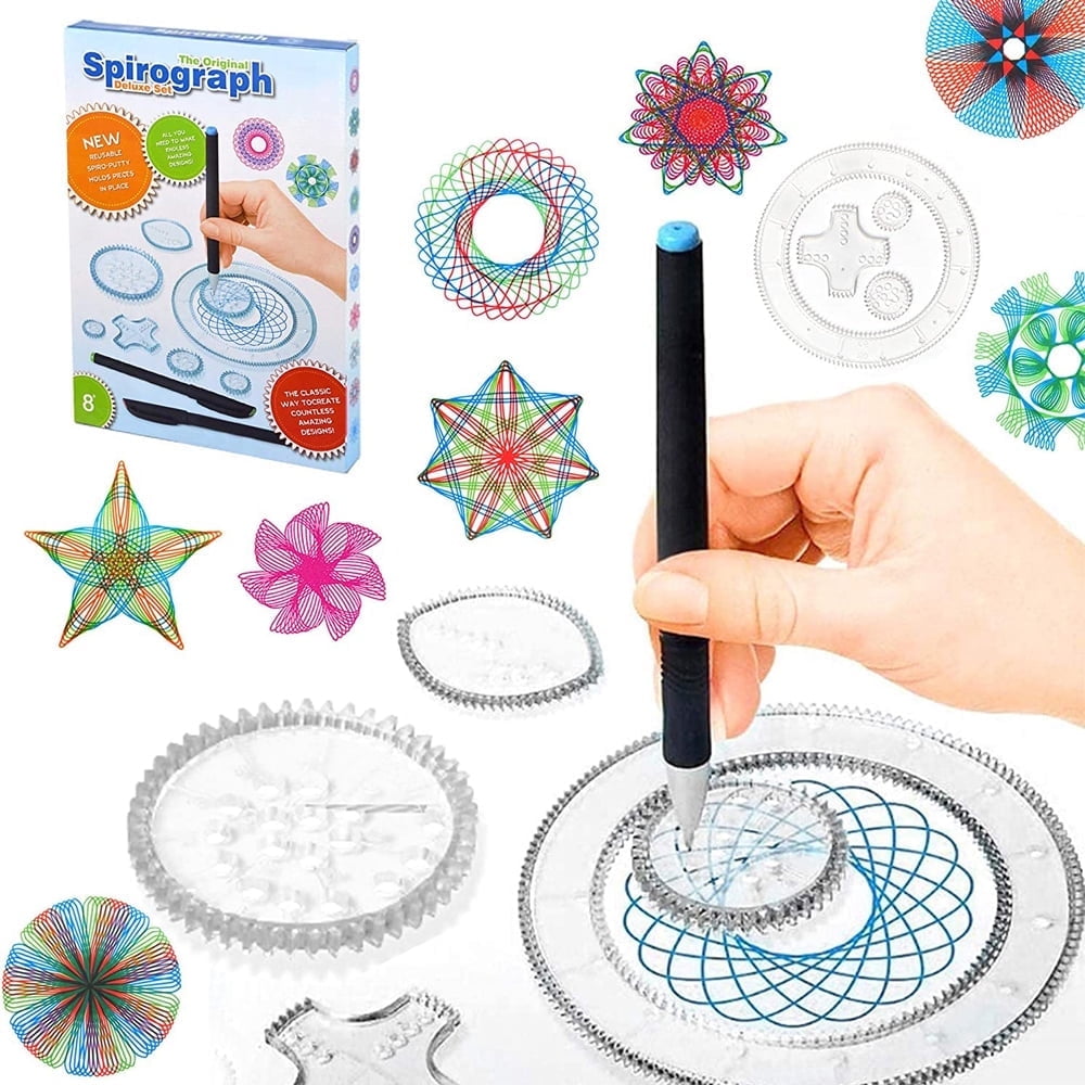 EIMELI 27 Pcs Spirograph Deluxe Design Set Creative Drawing Spirograph