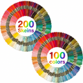 EUWBSSR 2 Sets 100 Colors Cotton Embroidery Floss Cross Stitch Thread