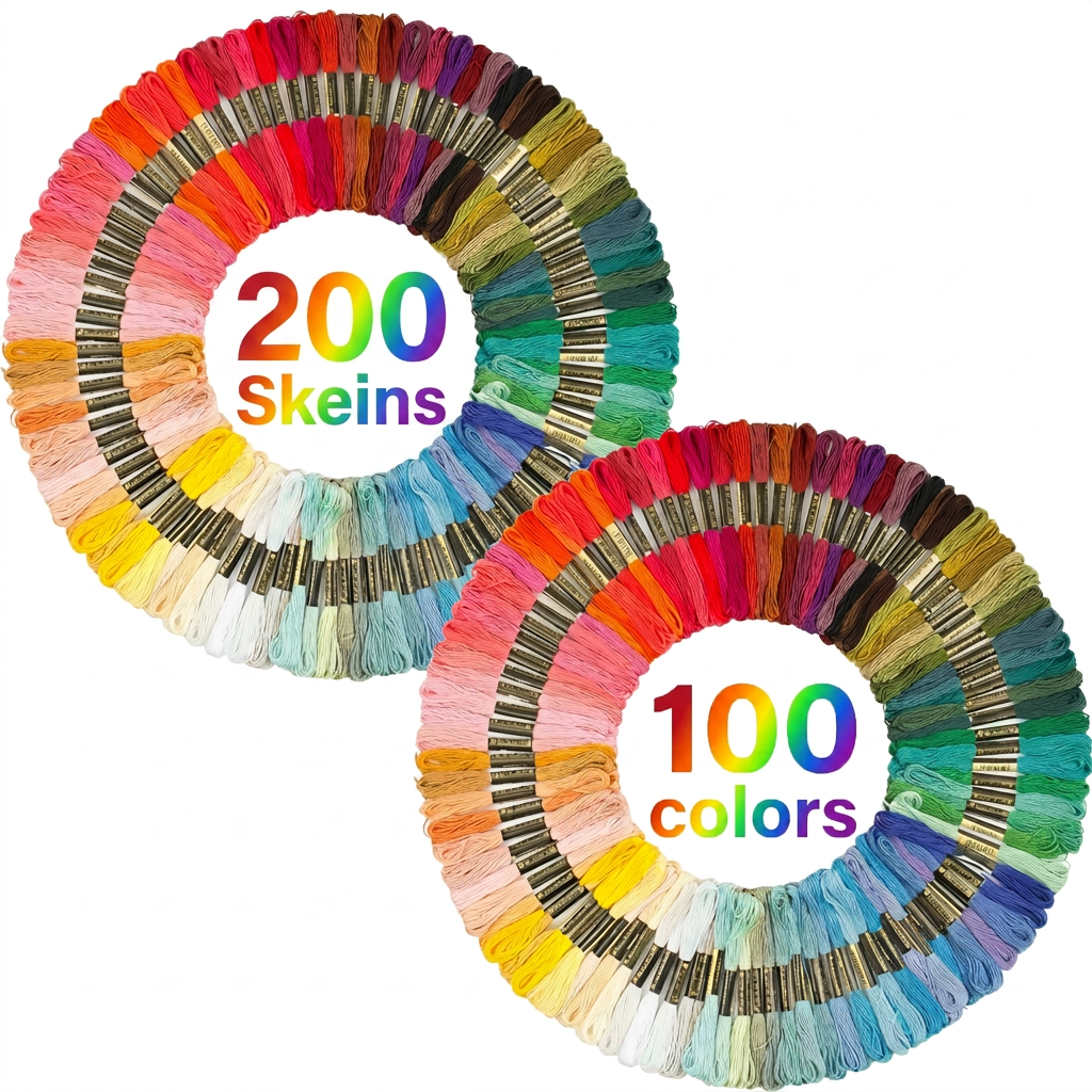 EUWBSSR 2 Sets 100 Colors Cotton Embroidery Floss Cross Stitch Thread