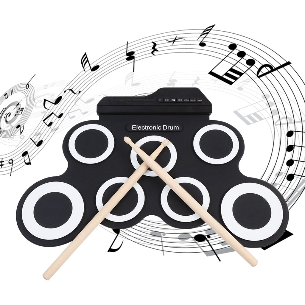 Electronic Drum Set, 9-Drum Practice Pad with Headphone Jack, Roll-up