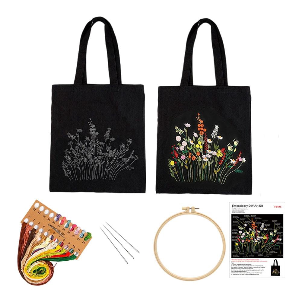 Embroidery Starter Kit for Beginners, DIY Canvas Tote Bag Embroidery K