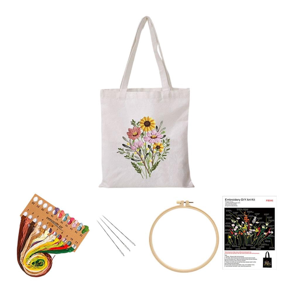 Embroidery Starter Kit for Beginners, DIY Canvas Tote Bag Embroidery K