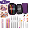 Emlimny 54 Pcs Crochet Hooks Set, Crochet Needles Set with Purple Stor