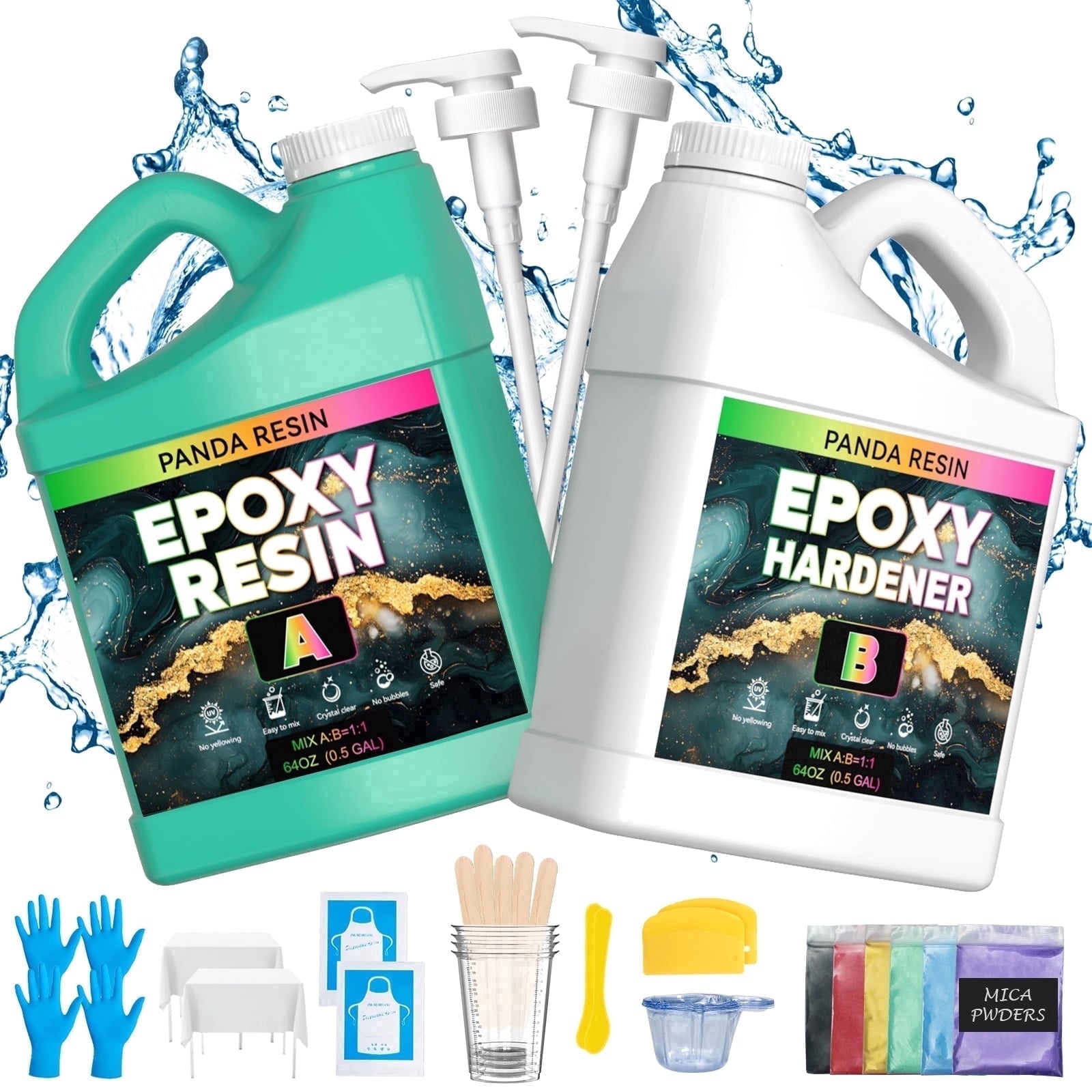 Panda Resin 1 Gallon Crystal Clear Epoxy Resin Kit – Food Safe, High