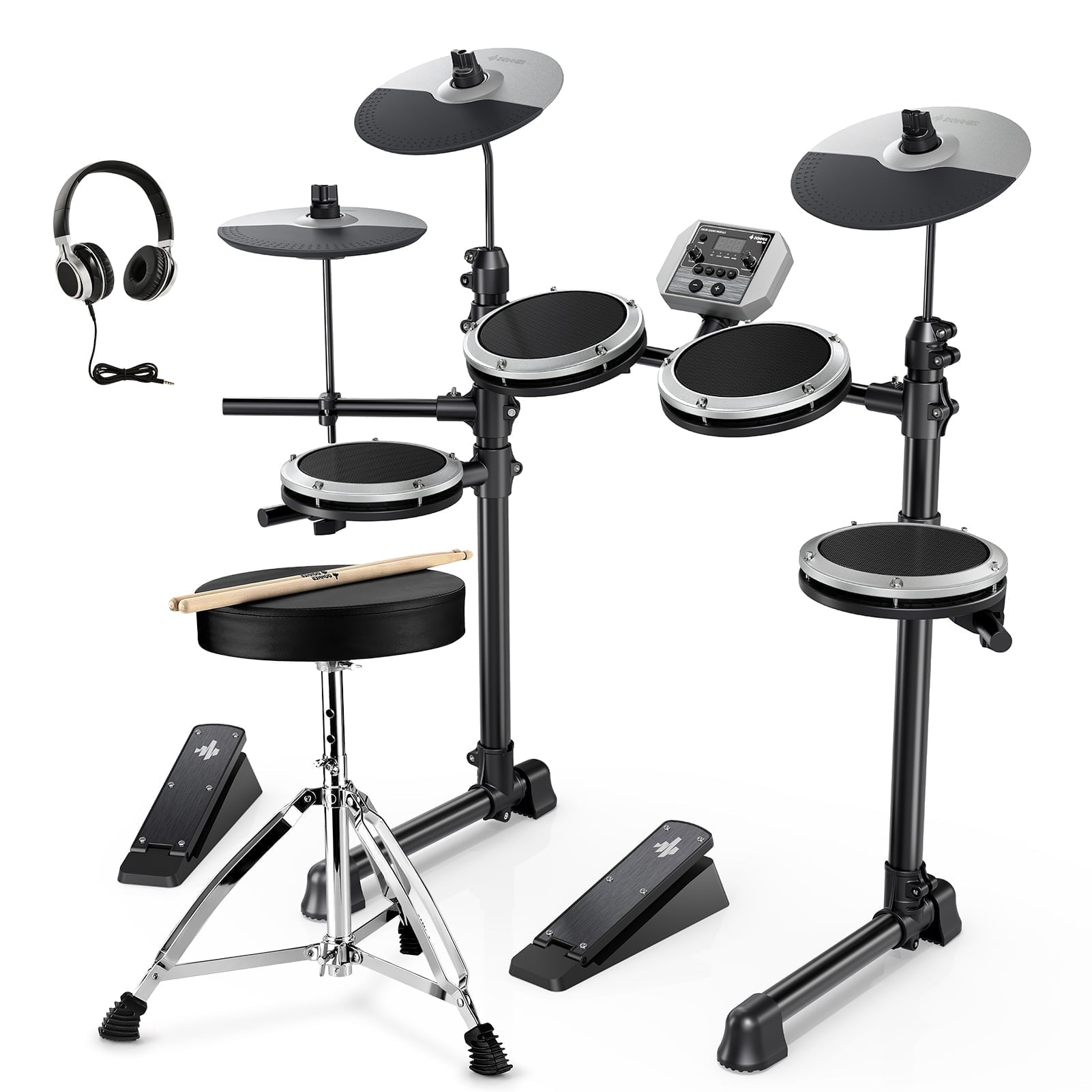 Donner Electric Drum Set for Beginner with 180+ Sounds, Quiet Mesh Kid