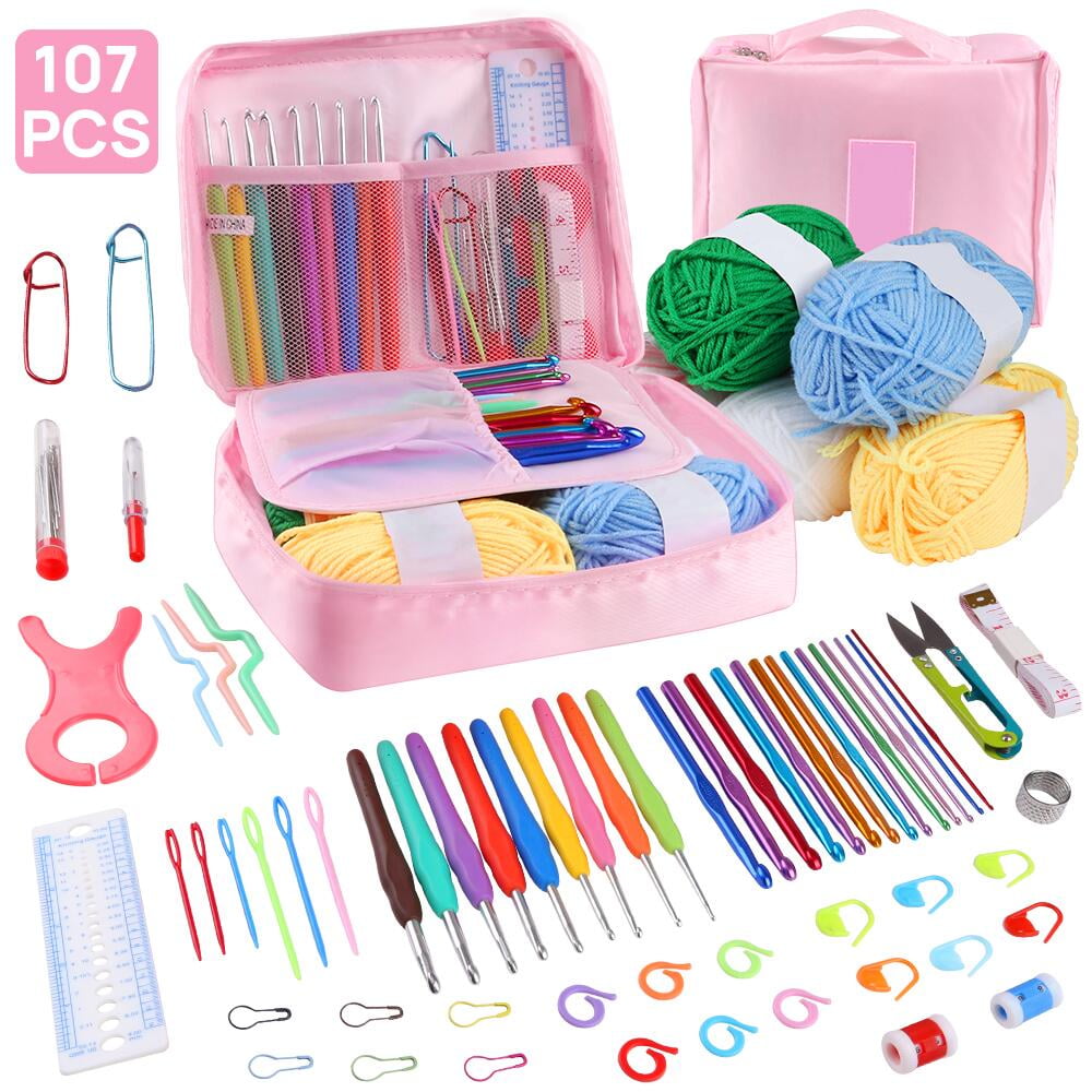 FGY 107 PCS Crochet Kit for Beginners Includes Crochet Hooks, Yarn and