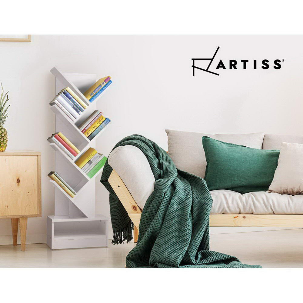 NNEDSZ Display Shelf 7-Shelf Tree Bookshelf Book Storage Rack Bookcase White